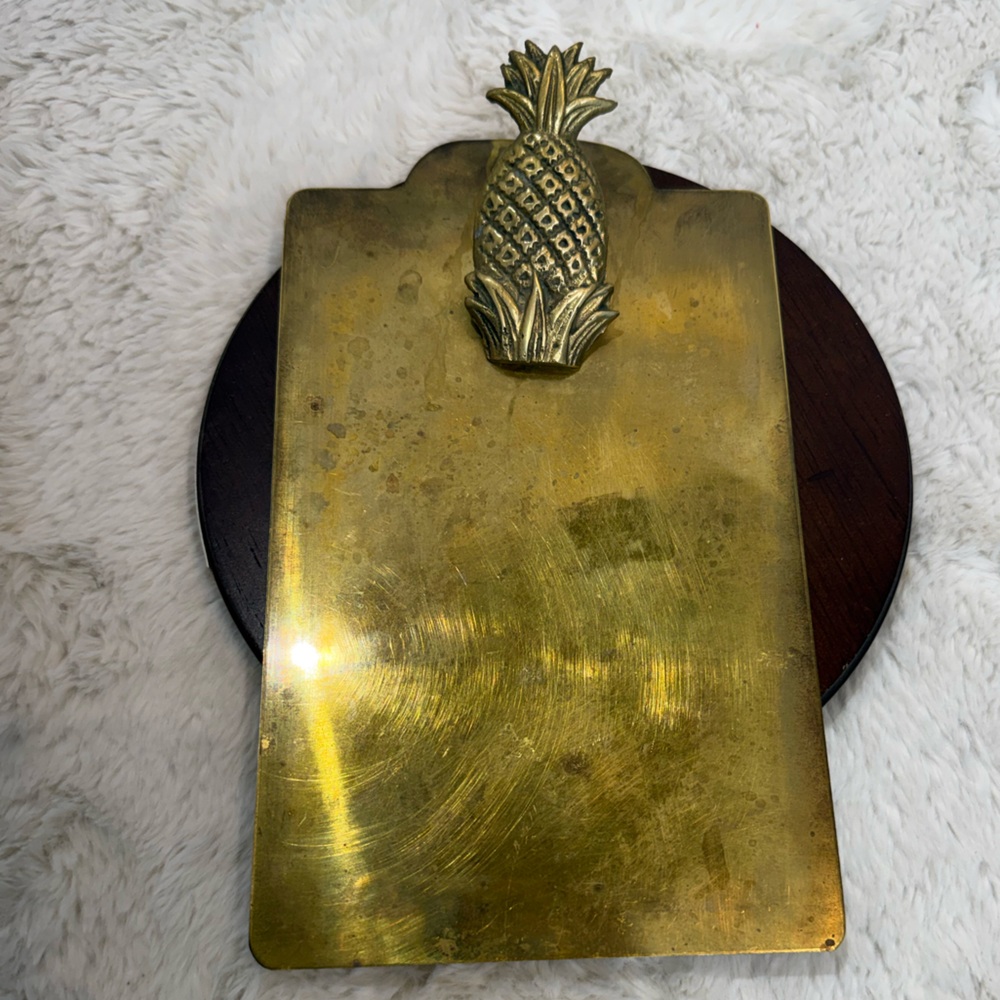 Vintage brass pineapple clipboard